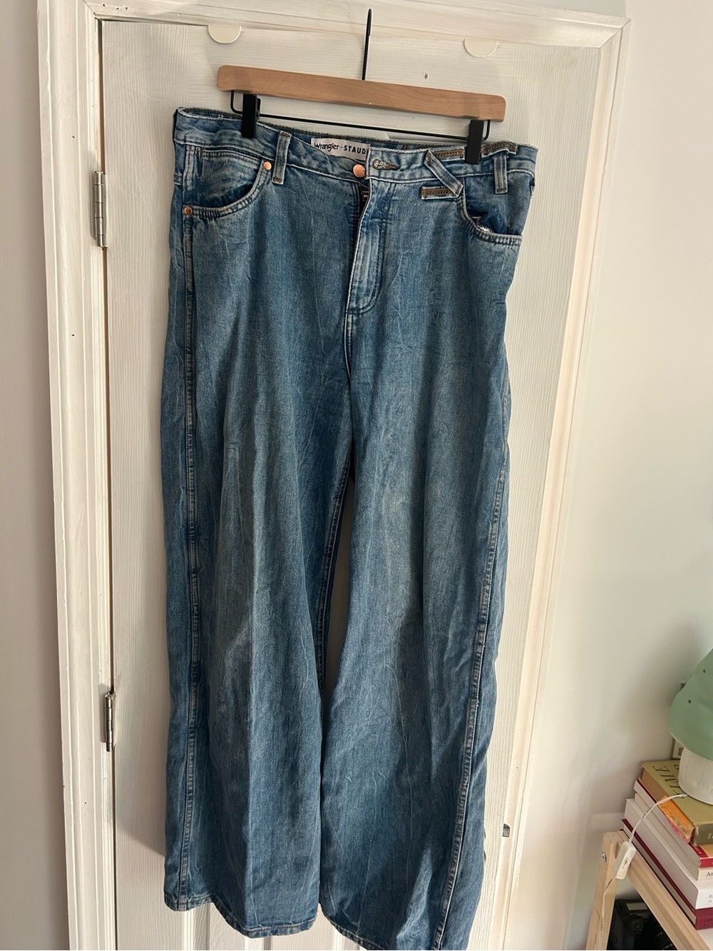 STAUD Light Blue Wide-Leg Denim Jeans